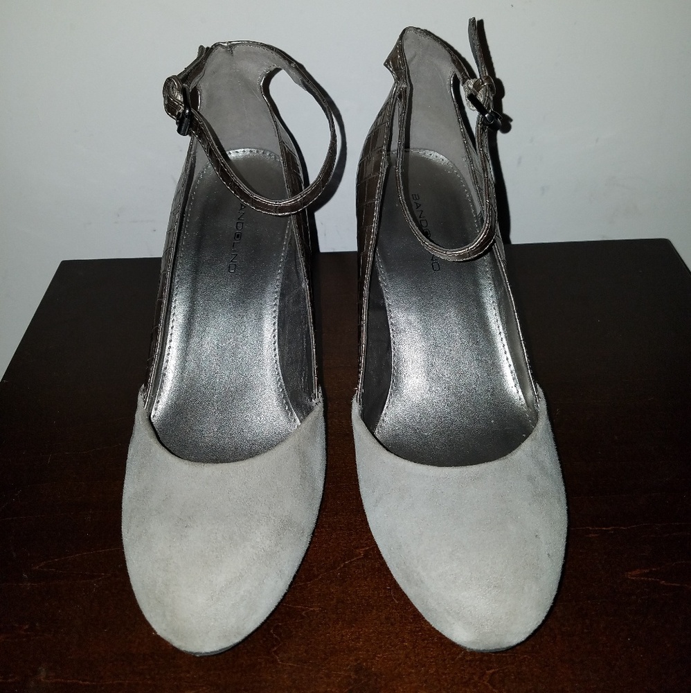 Bandolino Suede and Snakeskin Wedge Heels